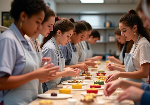 A group of people enjoying a baking workshop at Misty Bites.